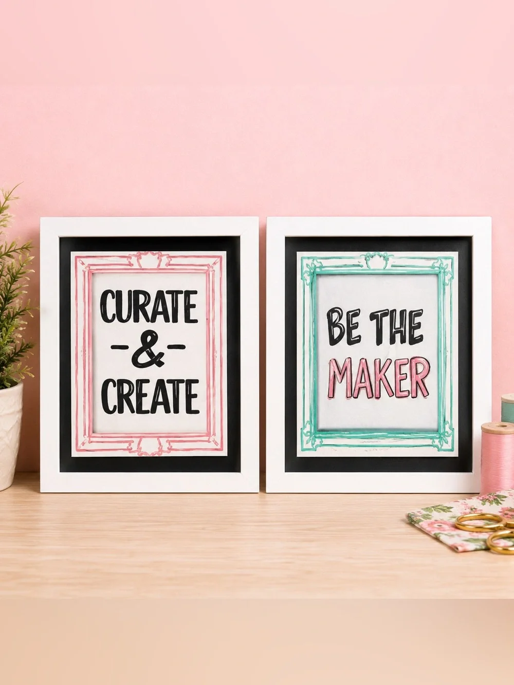 NWT Ashland Sewing Craft Room Wall Signs Set of 2 Colorful Motivational Decor